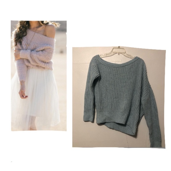 Polly & Esther chenille  sweater dropped  shoulder light blue medium - Picture 1 of 8